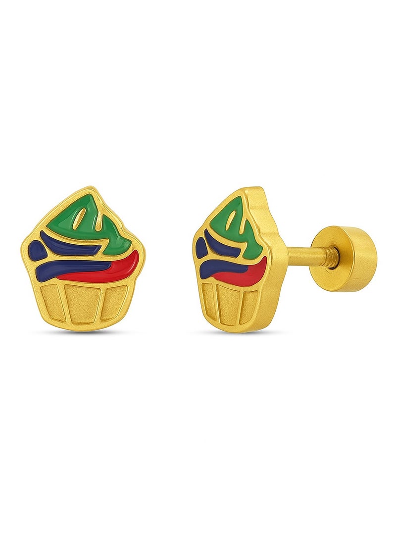 ايرس حلق على شكل آيس كريم مطلي بالذهب متعدد الألوان للأطفال - Image 1