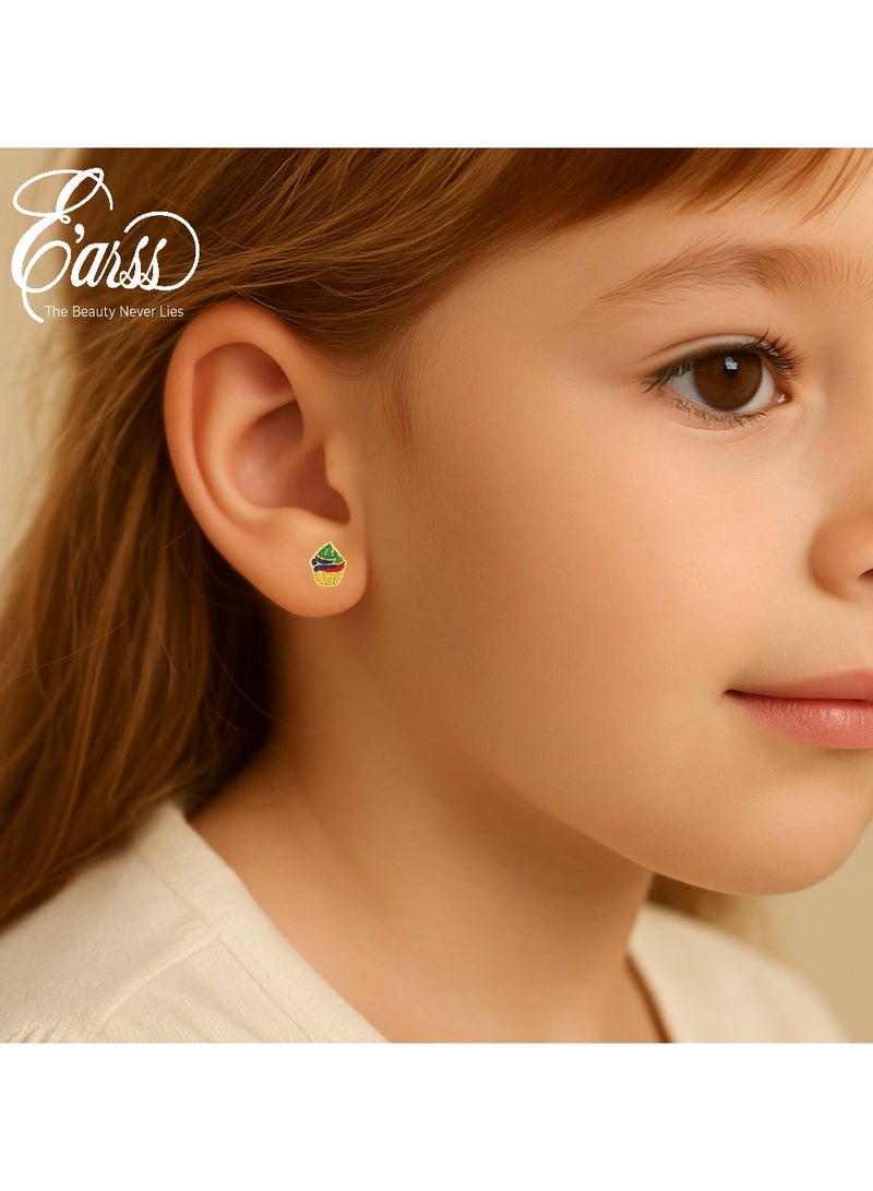 ايرس حلق على شكل آيس كريم مطلي بالذهب متعدد الألوان للأطفال - Image 5