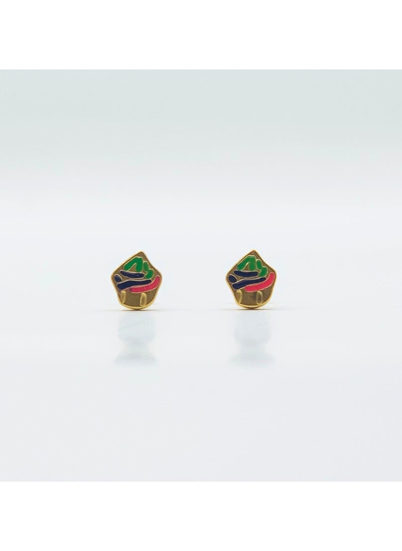 Earss Multicolour Enamelled Ice Cream Stud Earrings For Kids, Gold Plated  - Image 1