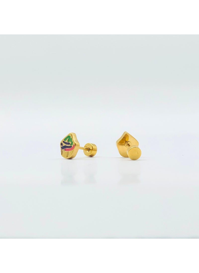 Earss Multicolour Enamelled Ice Cream Stud Earrings For Kids, Gold Plated  - Image 5