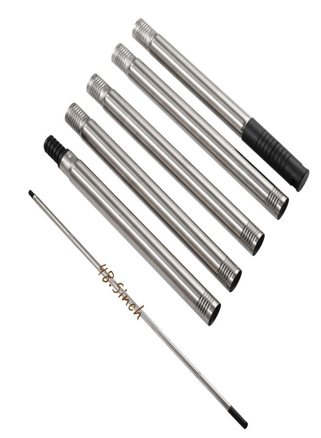NANJA Paint Roller Extension Poles, 5 Piece Painting Extension Pole Extends to 48.5" Stainless Steel Telescopic Rod for Paint Roller Brushes to Easily Brush The Ceiling - Image 1