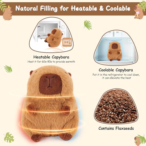 Sprinqdawin Microwavable Heating Pad Stuffed Animal for Period CrampsWeighted Capybara Plush2lbs Heatable Coolable Capybara Stuffed AnimalCapybaras Plush Toys BirthdayValentines Gifts for Adults - Image 5