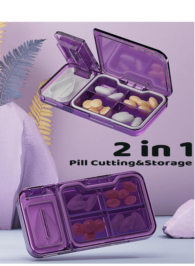 SOLARAE Pill Organizer with Splitter Cutter, 2-in-1 CutterDaily Box for Small or Large, Portable Travel Medicine Dispenser Holder Crusher for Vitamins, Tablets - Image 3