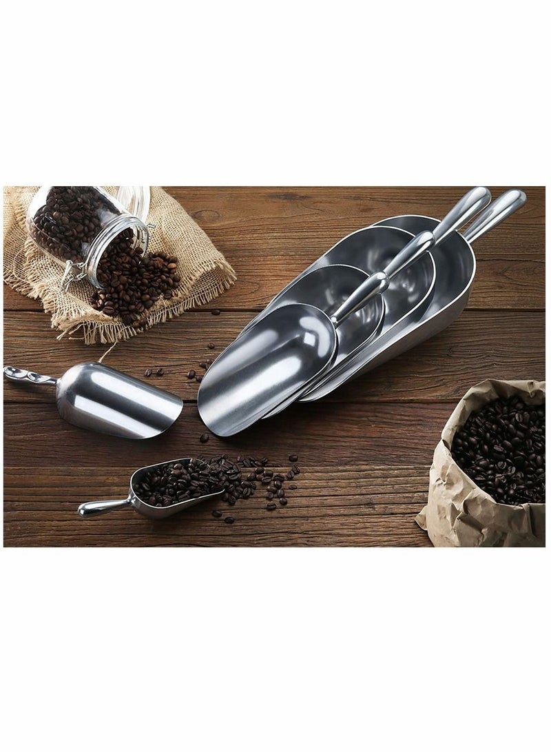 SYOSI Stainless Steel Scoops, Thickened Multifunctional Shovel Aluminum Alloy Ice Shovel Ice Cube Shovel Flour Rice Feed Shovel Food Tea Shovel For Kitchen, Garden, Silver 38 Ounce - Image 3