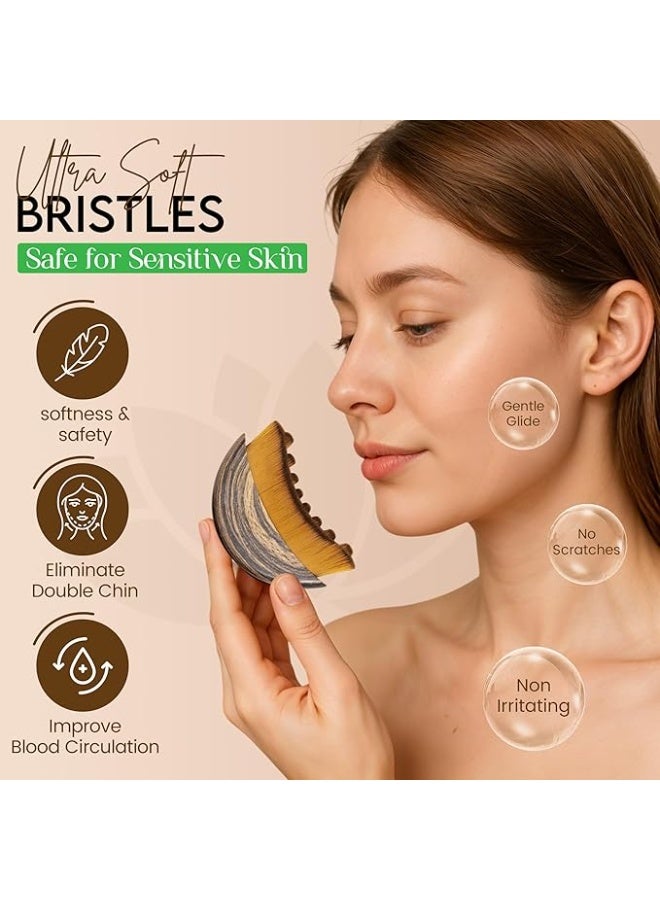 Pack of 2 Lymphatic Contour Face Brush-Facial Dry Brush-Lymphatic Drainage Massager,Soft Dry Brushing Beauty Tool for Jawline, Chin & Facial Sculpting Designed to Fit Precisely (2 pc) - Image 4