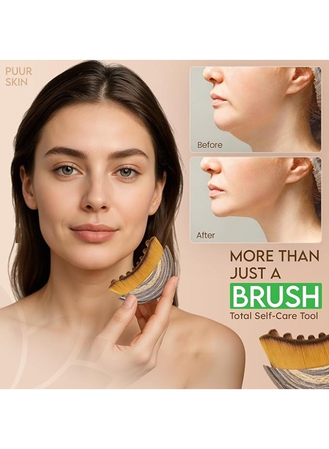 Pack of 2 Lymphatic Contour Face Brush-Facial Dry Brush-Lymphatic Drainage Massager,Soft Dry Brushing Beauty Tool for Jawline, Chin & Facial Sculpting Designed to Fit Precisely (2 pc) - Image 5