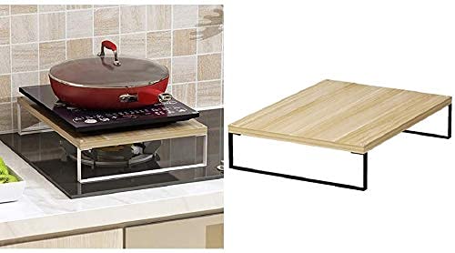 INDIAN DECOR ديكور هندي 25550 رف المطبخ حامل الميكروويف رف الخبازين في المطبخ رف التخزين العملي حامل الميكروويف حامل طباخ الحث الخشبي رف التخزين 40x30x8 سم - Image 5