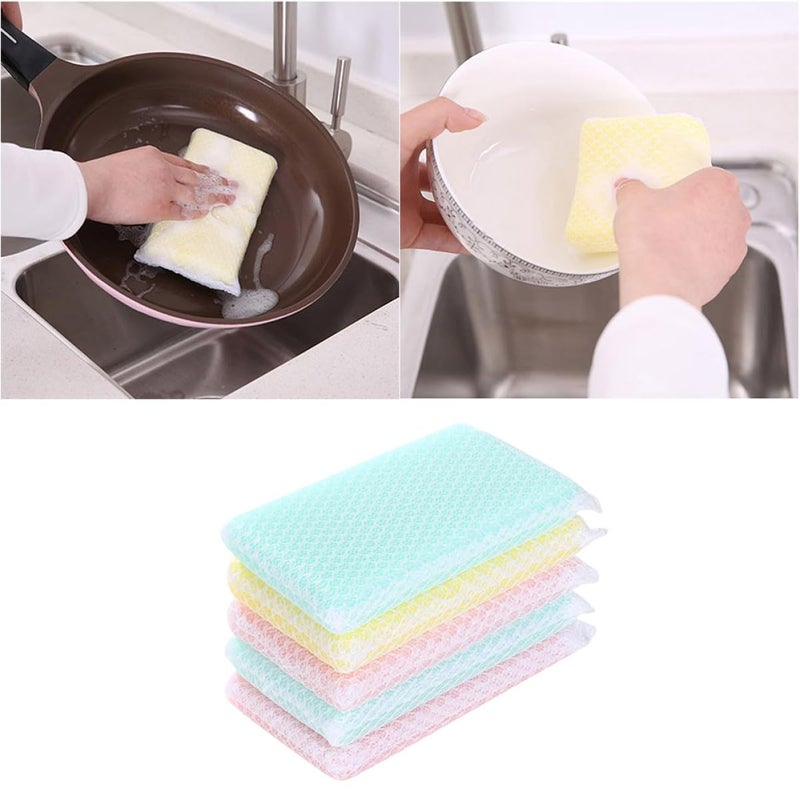 5 Pack Non Scratch Kitchen Sponges Multi Color For Dishes Cups And Bowls Strong Decontamination - Image 3