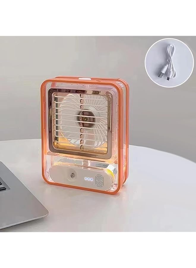 erorex Humidifying Spray Light Transparent Air Conditioning Fan Vertical Cool Air Mini Electric Fan Desktop Usb Charging Cooling Spray - Image 2