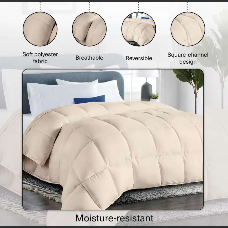 Pan Home لحاف ملكي قابل للعكس - بيج للبالغين - Image 4