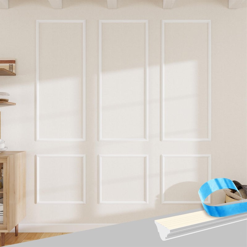 Maguesh Peel and Stick Wall Molding Kit, 3D Premade Accent Molding Decorative Strips for Interior Wall Moulding Decor, Self Adhesive Decorative Strips(3sets-56"Ã—23"+23"Ã—23") - Image 1