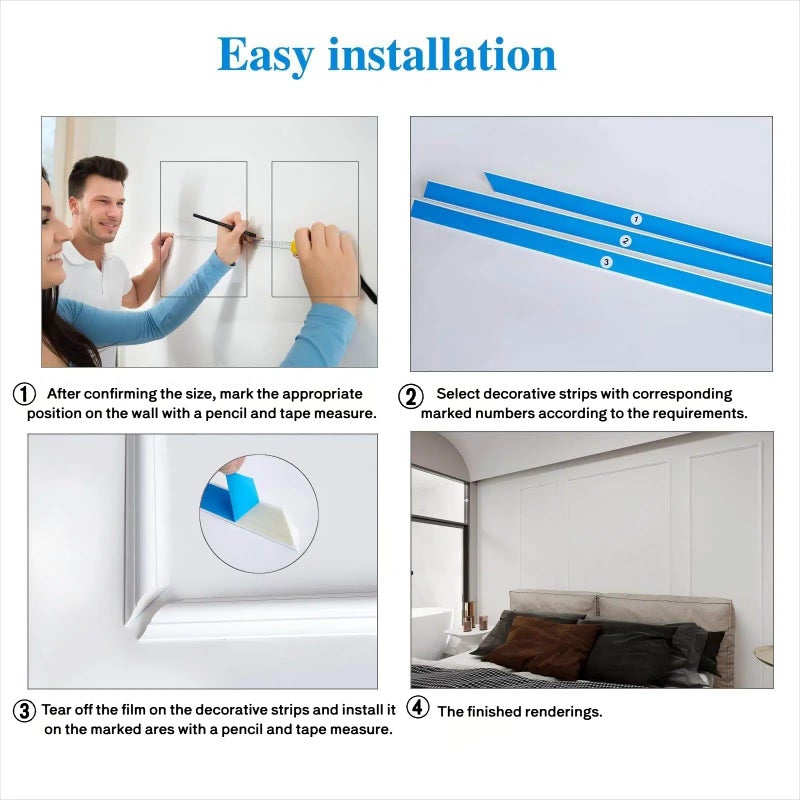 Maguesh Peel and Stick Wall Molding Kit, 3D Premade Accent Molding Decorative Strips for Interior Wall Moulding Decor, Self Adhesive Decorative Strips(3sets-56"Ã—23"+23"Ã—23") - Image 5