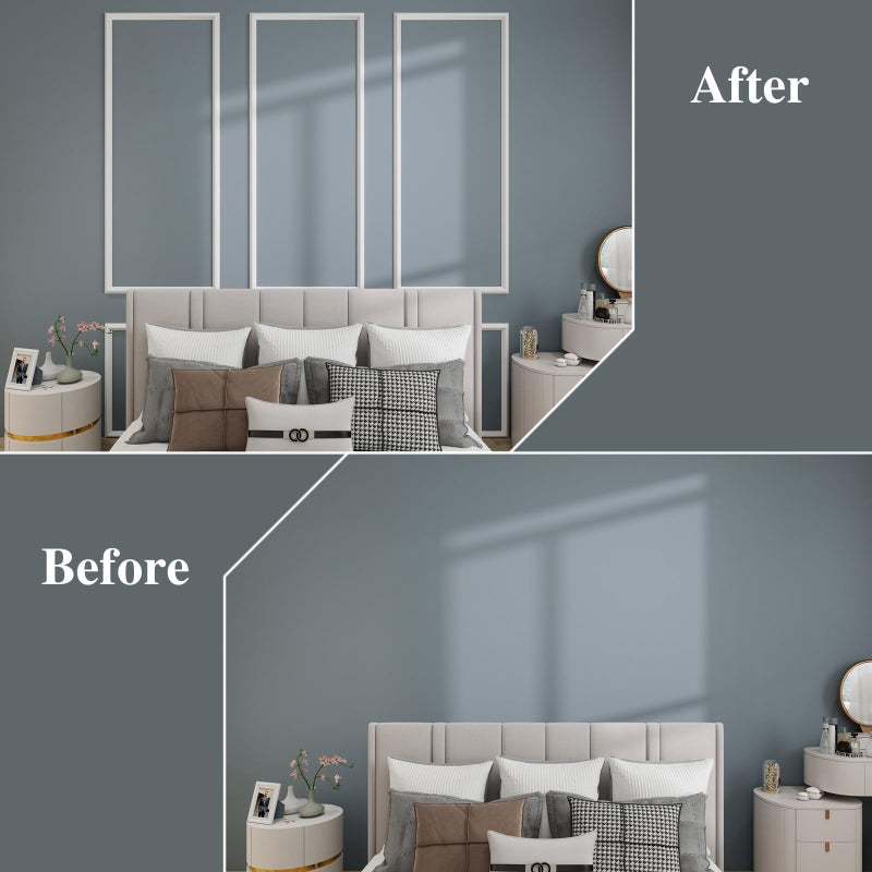 Maguesh Peel and Stick Wall Molding Kit, 3D Premade Accent Molding Decorative Strips for Interior Wall Moulding Decor, Self Adhesive Decorative Strips(3sets-56"Ã—23"+23"Ã—23") - Image 3