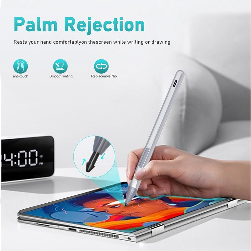 SSSÂ·GRGB Stylus Pen for HP Envy X360 Pavilion X360 Specter X360 Spectre X2 Envy X2 Rechargeable MPP 2.0 Tilt Active Pen with 4096 Pressure Sensitivity, Palm Rejection, Magnetic Attachment Function, Black - Image 4