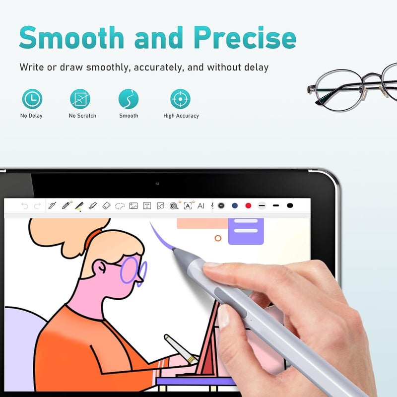 SSSÂ·GRGB Stylus Pen for HP Envy X360 Pavilion X360 Specter X360 Spectre X2 Envy X2 Rechargeable MPP 2.0 Tilt Active Pen with 4096 Pressure Sensitivity, Palm Rejection, Magnetic Attachment Function, Black - Image 3