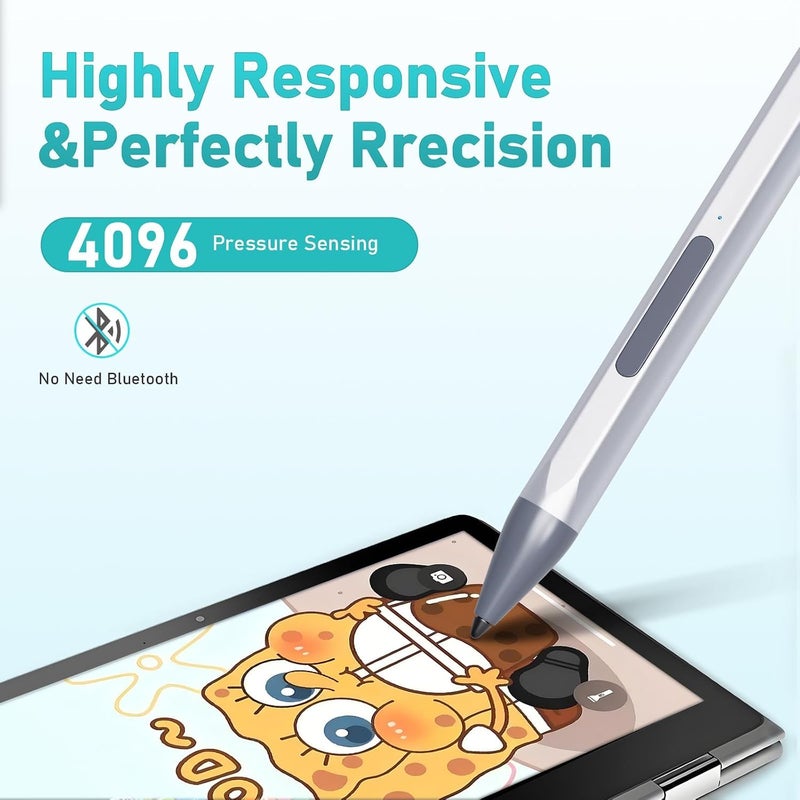 SSSÂ·GRGB Stylus Pen for HP Envy X360 Pavilion X360 Specter X360 Spectre X2 Envy X2 Rechargeable MPP 2.0 Tilt Active Pen with 4096 Pressure Sensitivity, Palm Rejection, Magnetic Attachment Function, Black - Image 2