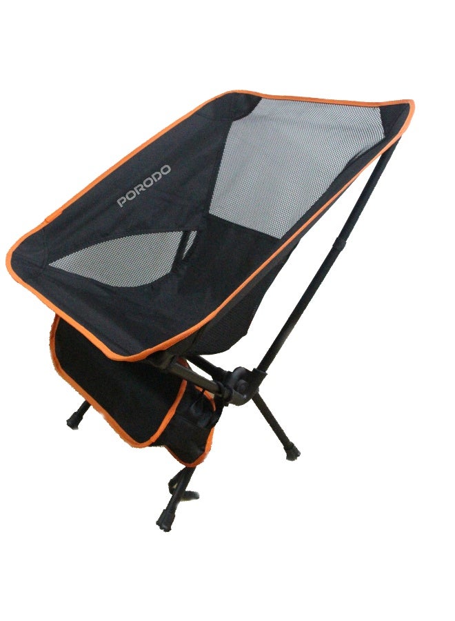 porodo Lifestyle Mesh Fabric Comfort Camping Chair with Handy Storage Pouch/120KG Load Bearing/ Quick Assembely/ Ergonomic Comfort Design/ Breathable Mesh Fabric/ Foldable, Portable and Lightweight Camping Chair - Black - Image 1