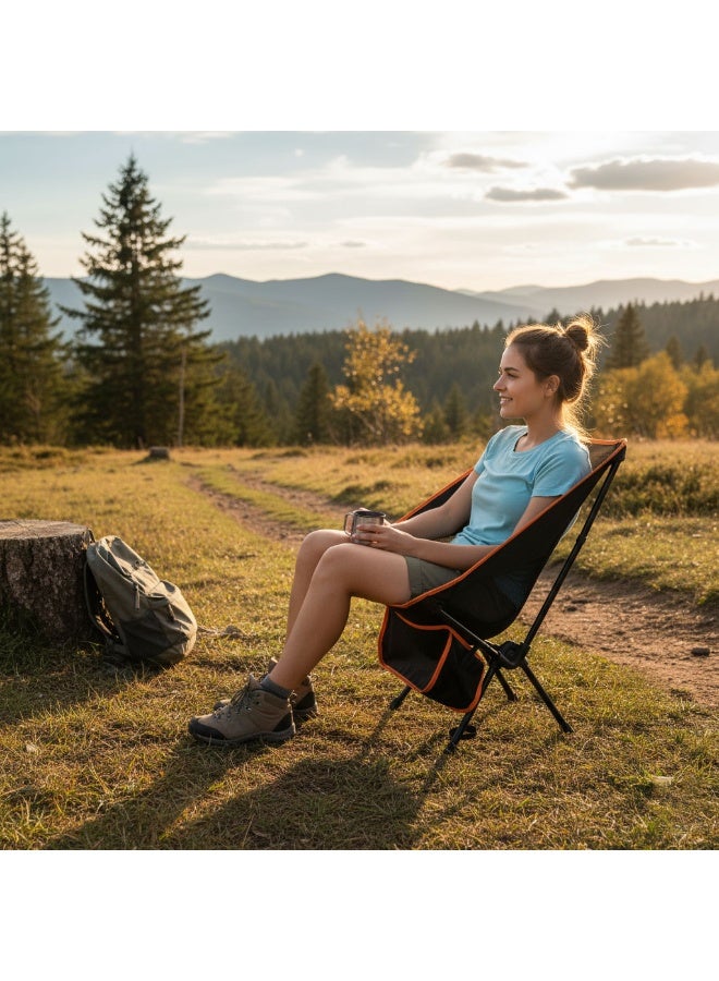porodo Lifestyle Mesh Fabric Comfort Camping Chair with Handy Storage Pouch/120KG Load Bearing/ Quick Assembely/ Ergonomic Comfort Design/ Breathable Mesh Fabric/ Foldable, Portable and Lightweight Camping Chair - Black - Image 2