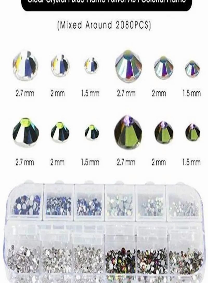 Buna 2080-Piece Spangle Round Rhinestone Nail for Crafts Nail Clothes Shoe Bag DIY Art - Image 2