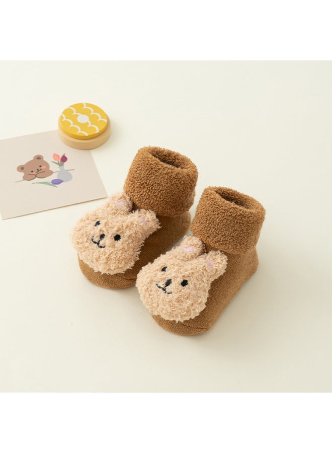 25 Newborn Baby Socks Class A Cotton Terry Plus Velvet Thickened Autumn And Winter Baby Mid-tube Anti-slip Floor Socks 3