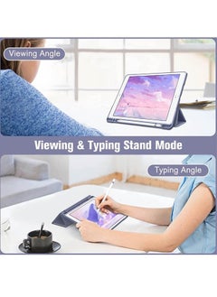 Rock Pow Protective Case Cover For Apple iPad 10.2 inch (2021/2020/2019) Generation with Pencil Holder, [Support Apple Pencil Charging and Touch ID], Clear Transparent Case with Auto Wake/Sleep,Lavender  - Image 4