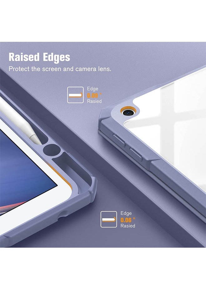 Rock Pow - Protective Case Cover For Apple iPad 10.2 inch (2021/2020/2019) Generation with Pencil Holder, [Support Apple Pencil Charging and Touch ID], Clear Transparent Case with Auto Wake/Sleep,Lavender - Image 1