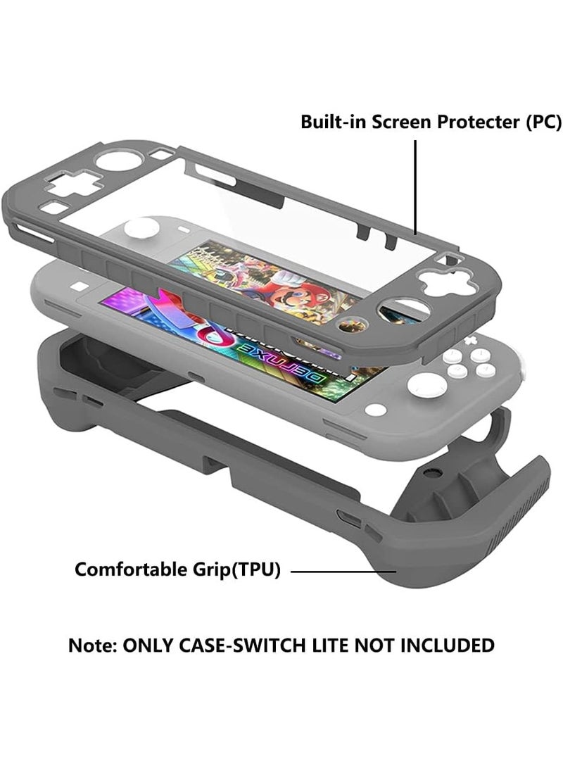 Protective Case Compatible for Nintendo Switch Lite, Switch Lite Case with Detachable Screen Protector Cover & Hand Grip Case, Anti-Scratch, Shock-Absorption, Gray - Image 5