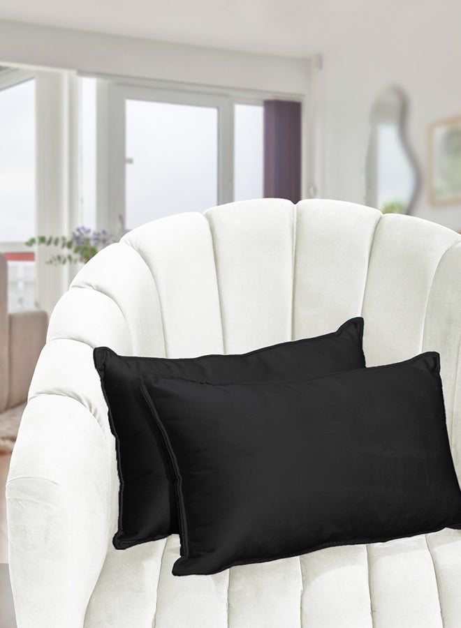 إن - هاوس طقم وسائد ديكور من المخمل بتصميم سادة قطعتين 50x30 سم - Image 1