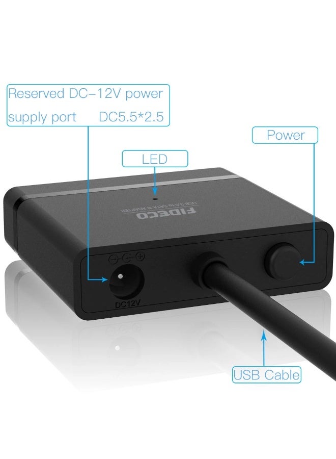 FIDECO USB Type-C to SATA Hard Drive Converter 2535C for 2.5" & 3.5" HDD SSD with Power Adapter, 5Gbps - Image 5