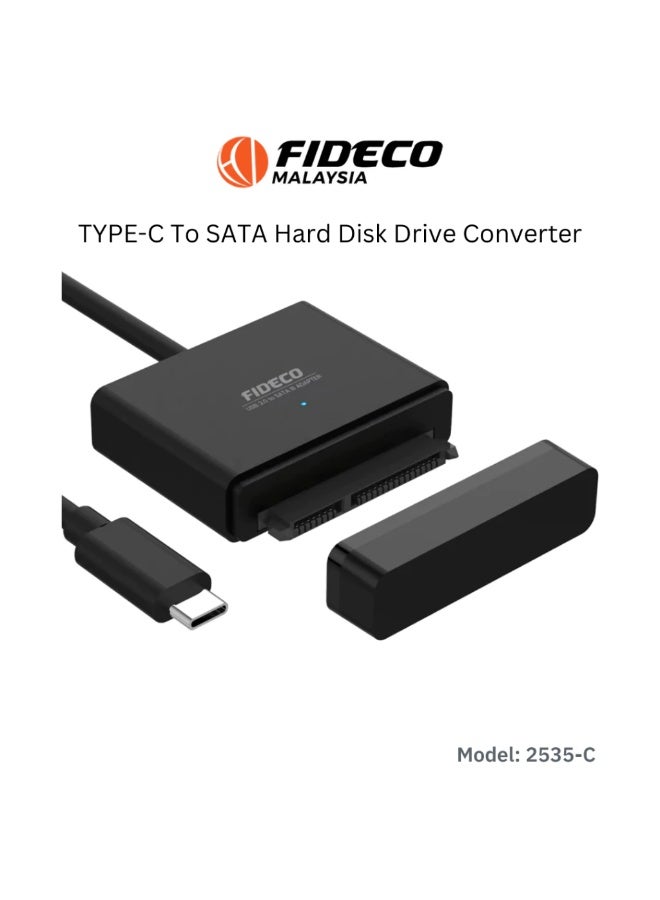 FIDECO USB Type-C to SATA Hard Drive Converter 2535C for 2.5" & 3.5" HDD SSD with Power Adapter, 5Gbps - Image 1