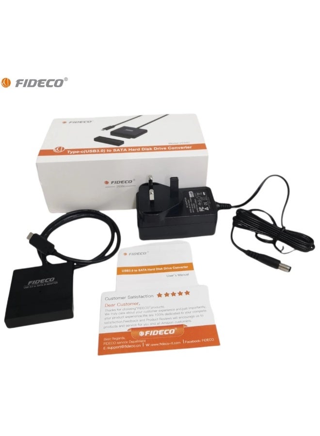 FIDECO USB Type-C to SATA Hard Drive Converter 2535C for 2.5" & 3.5" HDD SSD with Power Adapter, 5Gbps - Image 2