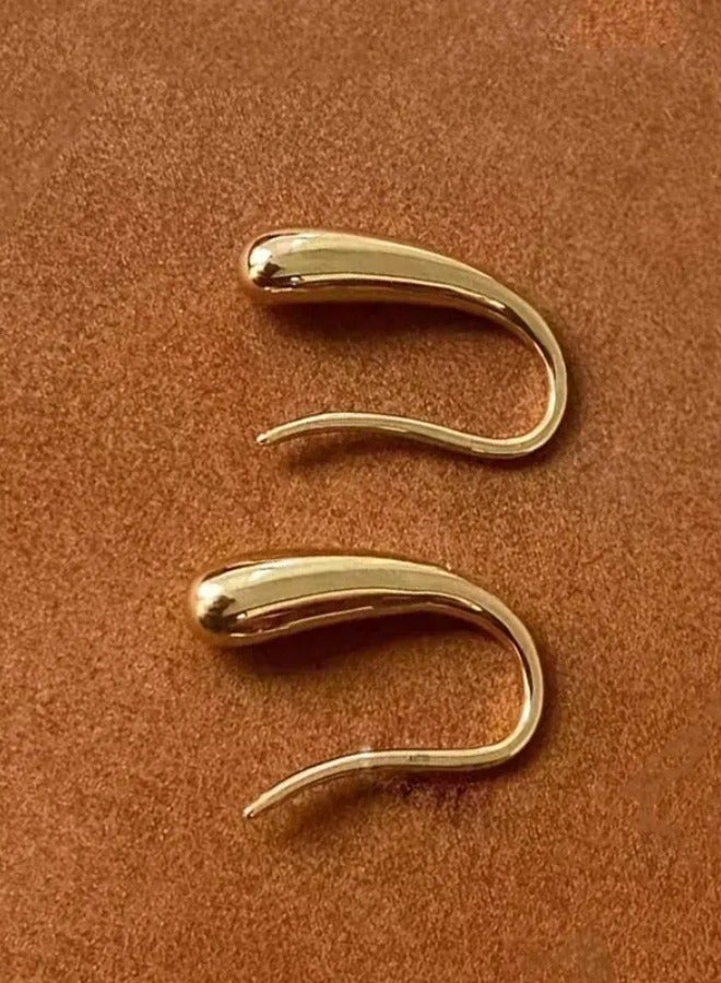 2 زوج من السيدات قطرة المسيل للدموع أقراط ، اتجاهات الموضة نسيم بارد النسخة الكورية من مزاجه الأذن شنقا ( فضي + ذهبي ) - Image 2