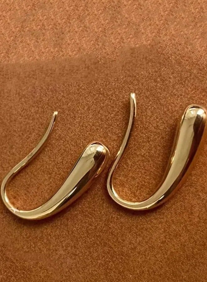 2 زوج من السيدات قطرة المسيل للدموع أقراط ، اتجاهات الموضة نسيم بارد النسخة الكورية من مزاجه الأذن شنقا ( فضي + ذهبي ) - Image 3