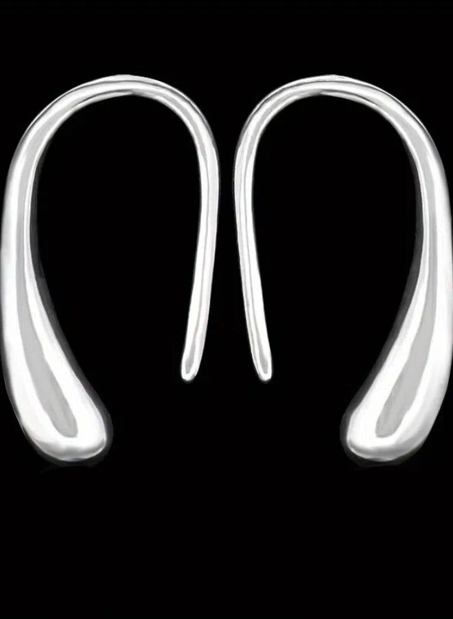 2 زوج من السيدات قطرة المسيل للدموع أقراط ، اتجاهات الموضة نسيم بارد النسخة الكورية من مزاجه الأذن شنقا ( فضي + ذهبي ) - Image 5