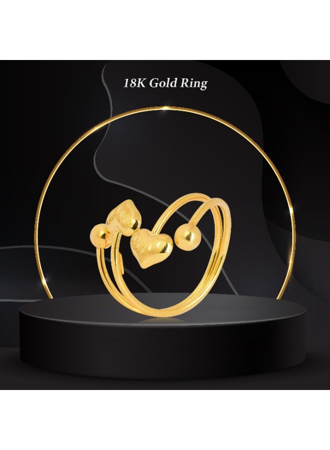 بفلح للمجوهرات خاتم قلب من الذهب عيار 18 قيراط مع زخارف نباتية - Image 4