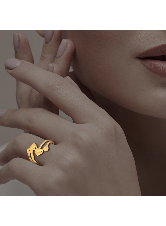 بفلح للمجوهرات خاتم قلب من الذهب عيار 18 قيراط مع زخارف نباتية - Image 3