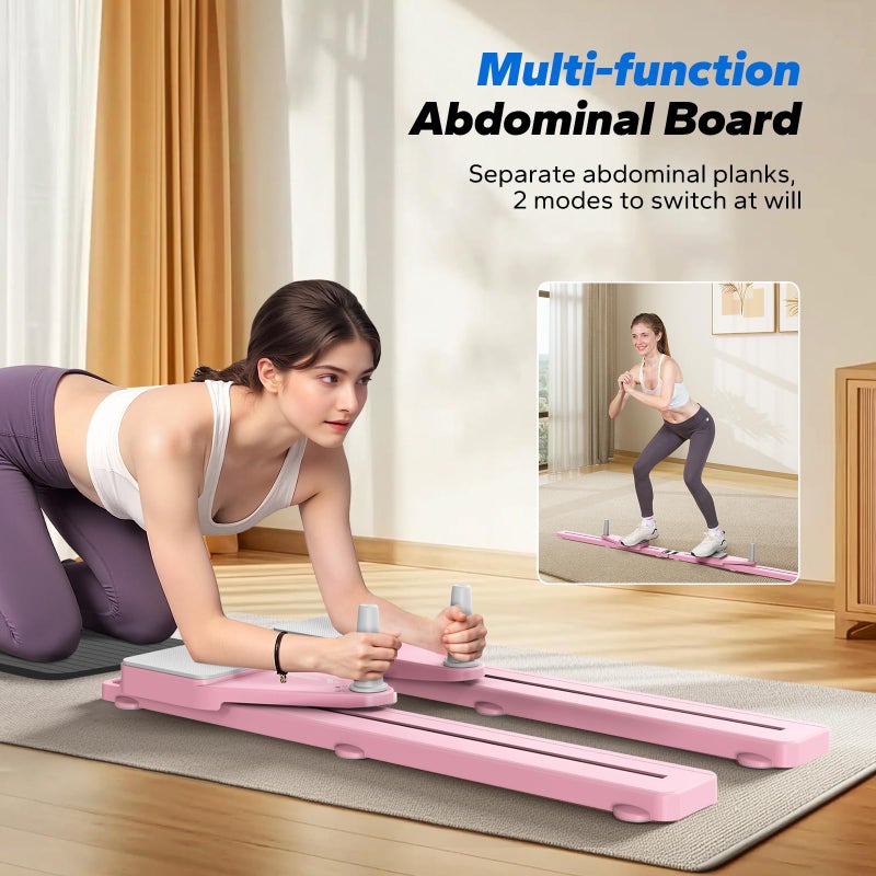 MERACH Pilates Board, Multifunctional Abdominal Plate, Detachable Ab Trainer Machine with Anti-Slip and Quiet Design, Portable Pilates Reformer for Core Workouts, Home Gym Equipment for Women (Pink) - Image 2