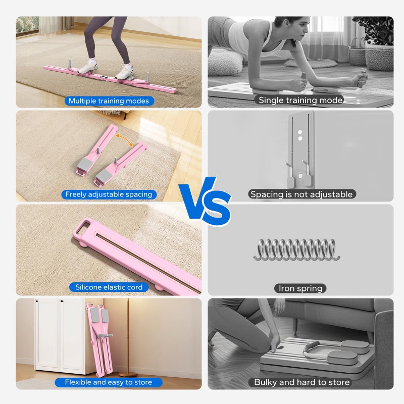 MERACH Pilates Board, Multifunctional Abdominal Plate, Detachable Ab Trainer Machine with Anti-Slip and Quiet Design, Portable Pilates Reformer for Core Workouts, Home Gym Equipment for Women (Pink) - Image 5