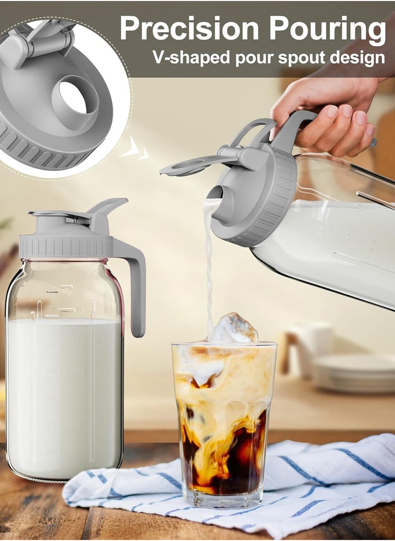 LENND Breast Milk Pitcher, Mason Jar 940ml, Heavy Duty Wide Mouth Jar with Flip Cap Lid and Pour Spout - Airtight Seal for Freshness and Convenience - Great for Cold Beverages, and Home Entertaining  - Image 4