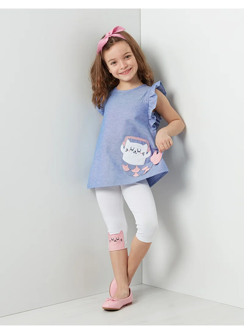 Denokids Sea Cat Girl Tunic Tights Set