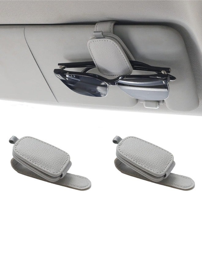 rocooart 2 Packs Leather Sunglasses Holders for Car Visor, Magnetic Sunglasses Holder ,Ticket Card Clip,Car Visor Accessories ,Glasses Eyeglass Hanger Clip , Car Glasses Holder, Ticket Business Card Clip, Eyeglasses Mount, Fit for Most Vehicles-Grey - Image 1