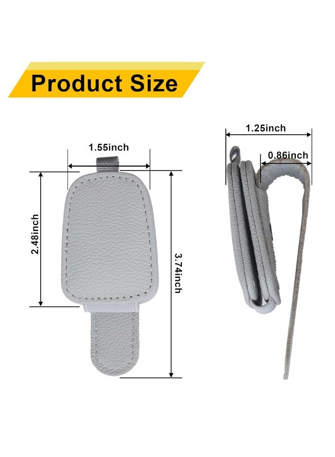 rocooart 2 Packs Leather Sunglasses Holders for Car Visor, Magnetic Sunglasses Holder ,Ticket Card Clip,Car Visor Accessories ,Glasses Eyeglass Hanger Clip , Car Glasses Holder, Ticket Business Card Clip, Eyeglasses Mount, Fit for Most Vehicles-Grey - Image 4