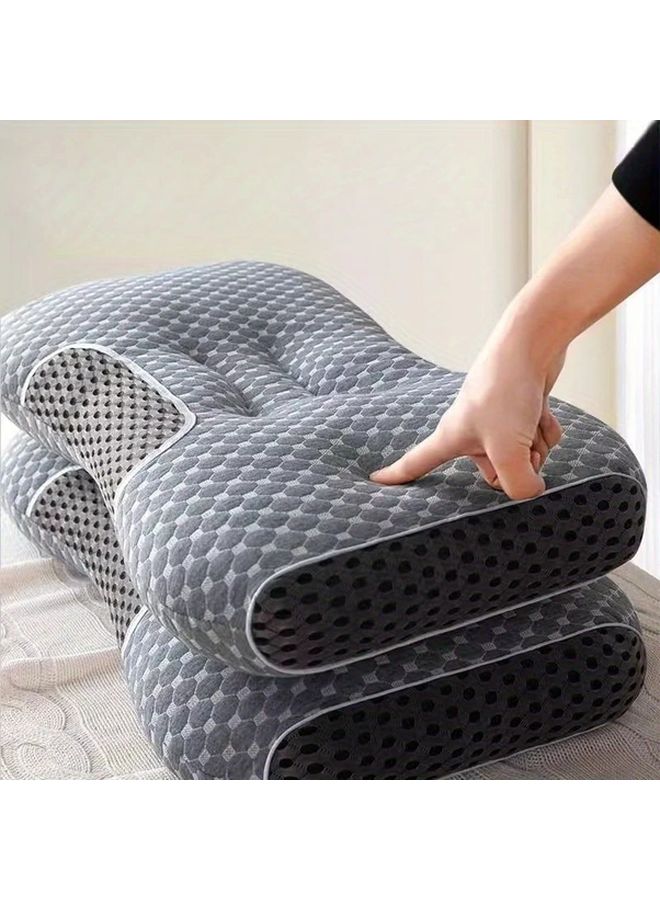 Reversible Cervical Pillow Medium Firm All Season Neck Support for Back Stomach Sleepers Grey - Image 3