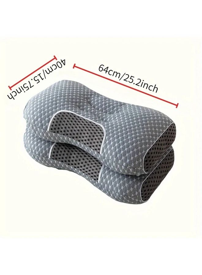 Reversible Cervical Pillow Medium Firm All Season Neck Support for Back Stomach Sleepers Grey - Image 2