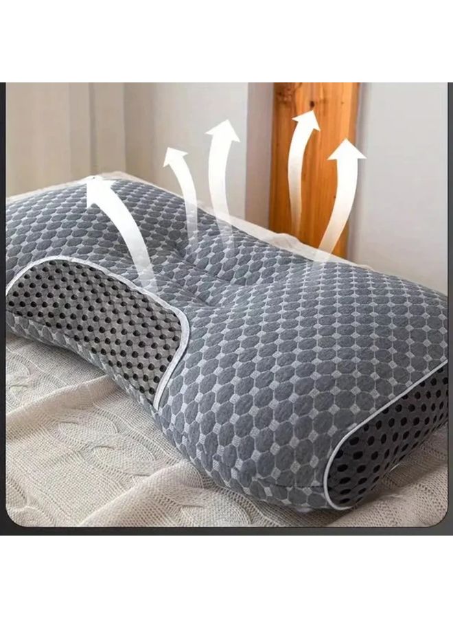 Reversible Cervical Pillow Medium Firm All Season Neck Support for Back Stomach Sleepers Grey - Image 1
