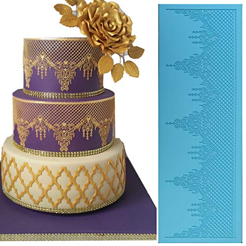 Anyana sugar edible jewels lace cake lace Embossing Mat chandelilac Texture fondant impression lace mat crown tiara decorating mold gum paste cupcake topper tool icing candy imprint moulds sugarcraft - Image 1