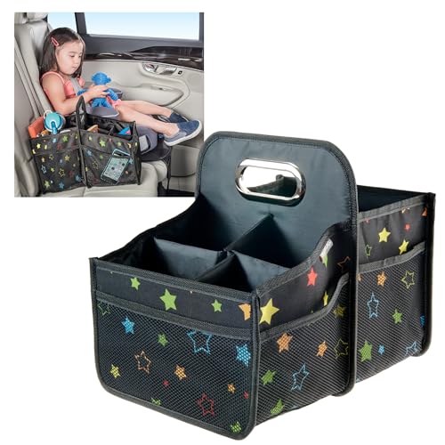High Road Car Seat Caddy Organizer with Cup Holders Middle Seat Car Organizer for Kids or Passenger Seat Organizer for Drivers Portable Car Storage Bin with Easy Carry Handle Starry Night - Image 1