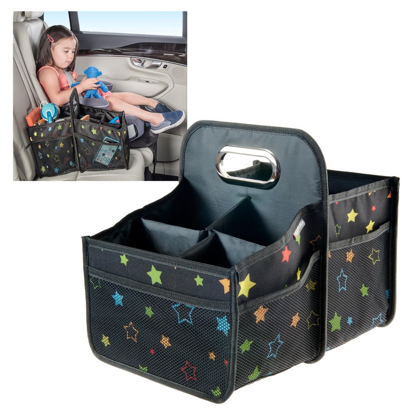 High Road Car Seat Caddy Organizer with Cup Holders Middle Seat Car Organizer for Kids or Passenger Seat Organizer for Drivers Portable Car Storage Bin with Easy Carry Handle Starry Night - Image 2