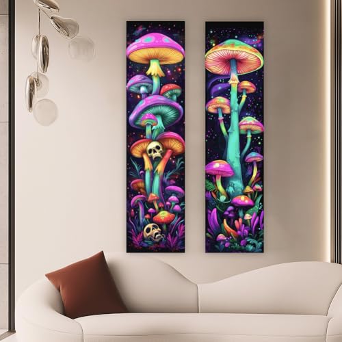 ACRNIGHEET Pack of 2 Tapestry Mushroom Blacklight Tapestry UV Reactive Poster Black Light Tapestries Mushroom Aesthetic Room Hanging Backdrop for Bedroom Home Decoration - Image 4