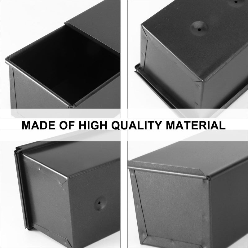 Black Nonstick Pullman Bread Pan with Lid for Oven Baking and Toast - Image 4